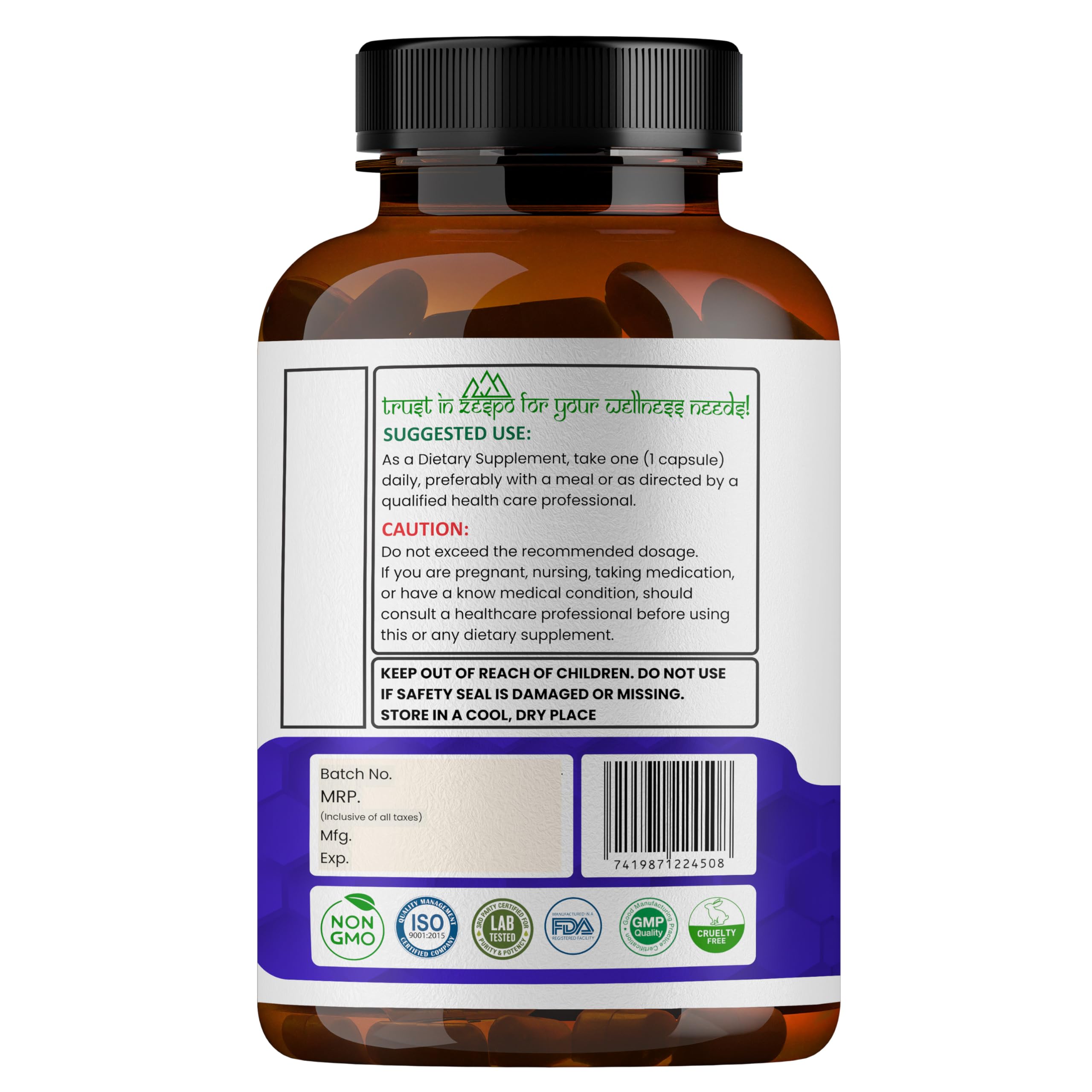 Zespo Resveratrol Complex 455mg – With Quercetin, Fisetin & Spermidine – Antioxidant & Anti-Aging Support for Skin, Heart & Cell Health – 90 Vegan Capsules 4