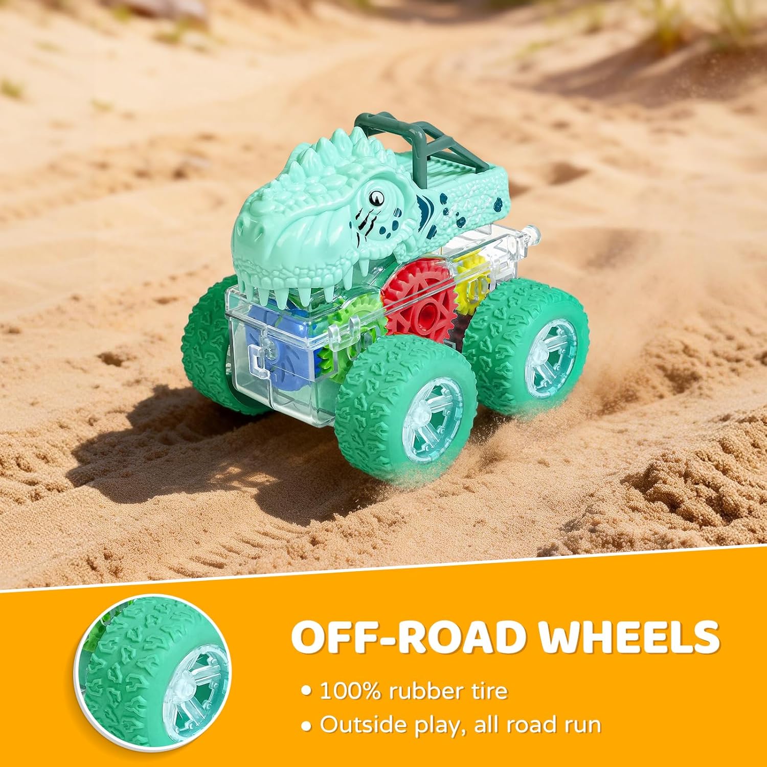 Beestech Light Up Dinosaur Toys for Toddlers 2-4, Monster Truck Toys for Kids 3-5, Push and Go Dinosaur Cars Toys for 2 3 4 5 6 Years Old Boys, Birthday for Boys Preschoolers