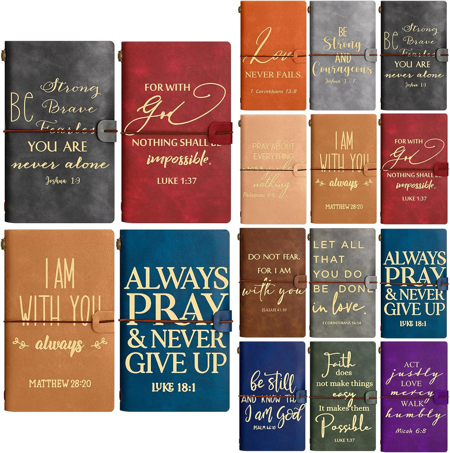 Tinlade 12 Pcs Christian Father Day Gift for Coworker Inspirational Religious Leather Journal A6 Notebook Refillable Lined Journal Appreciation Gift for Pastor Church Men Sunday Teacher(Colorful)