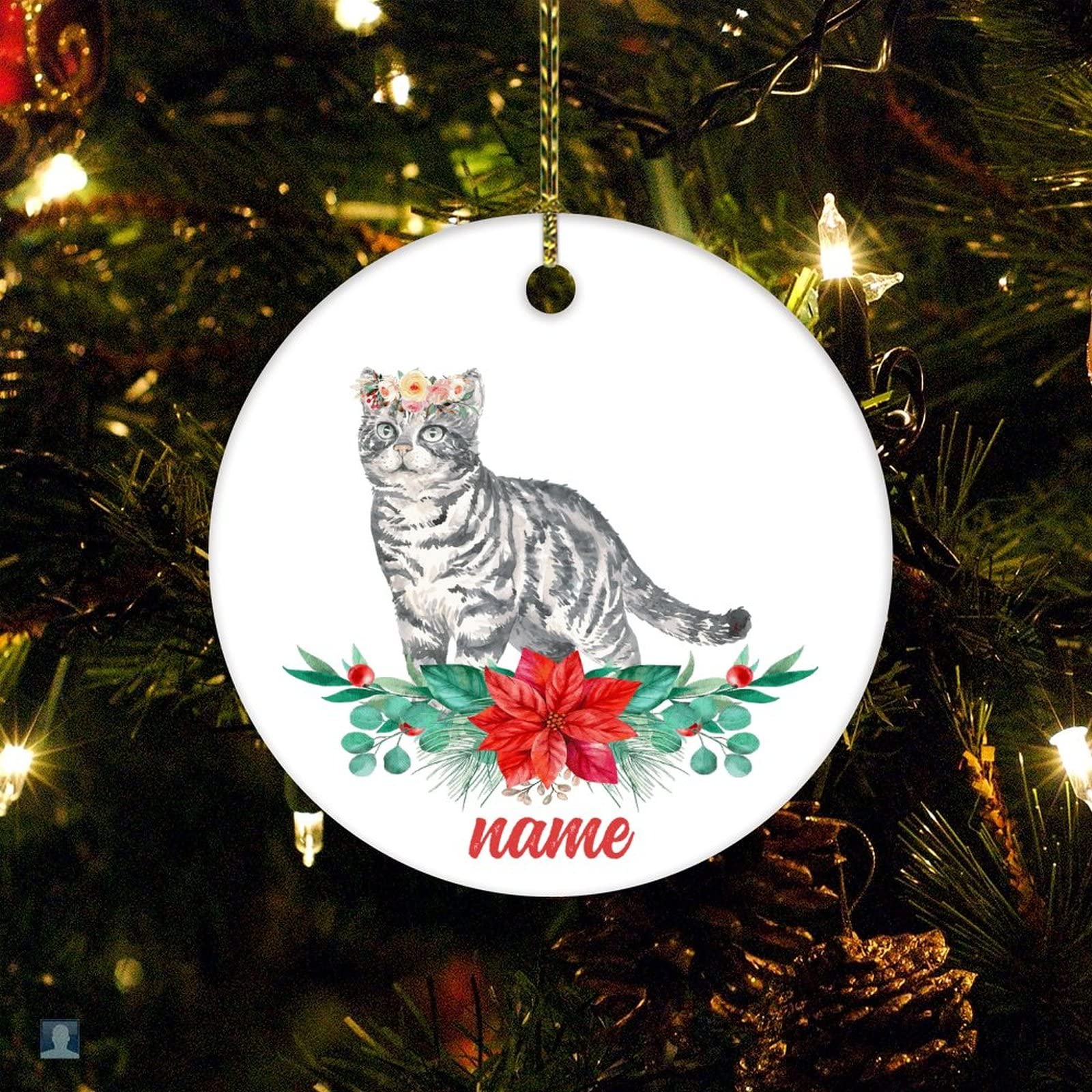 Adorno de Navidad divertido nombre personalizado gato árbol de Navidad adornos amante de los gatos regalo coleccionable regalo regalo decoración árbol de Navidad