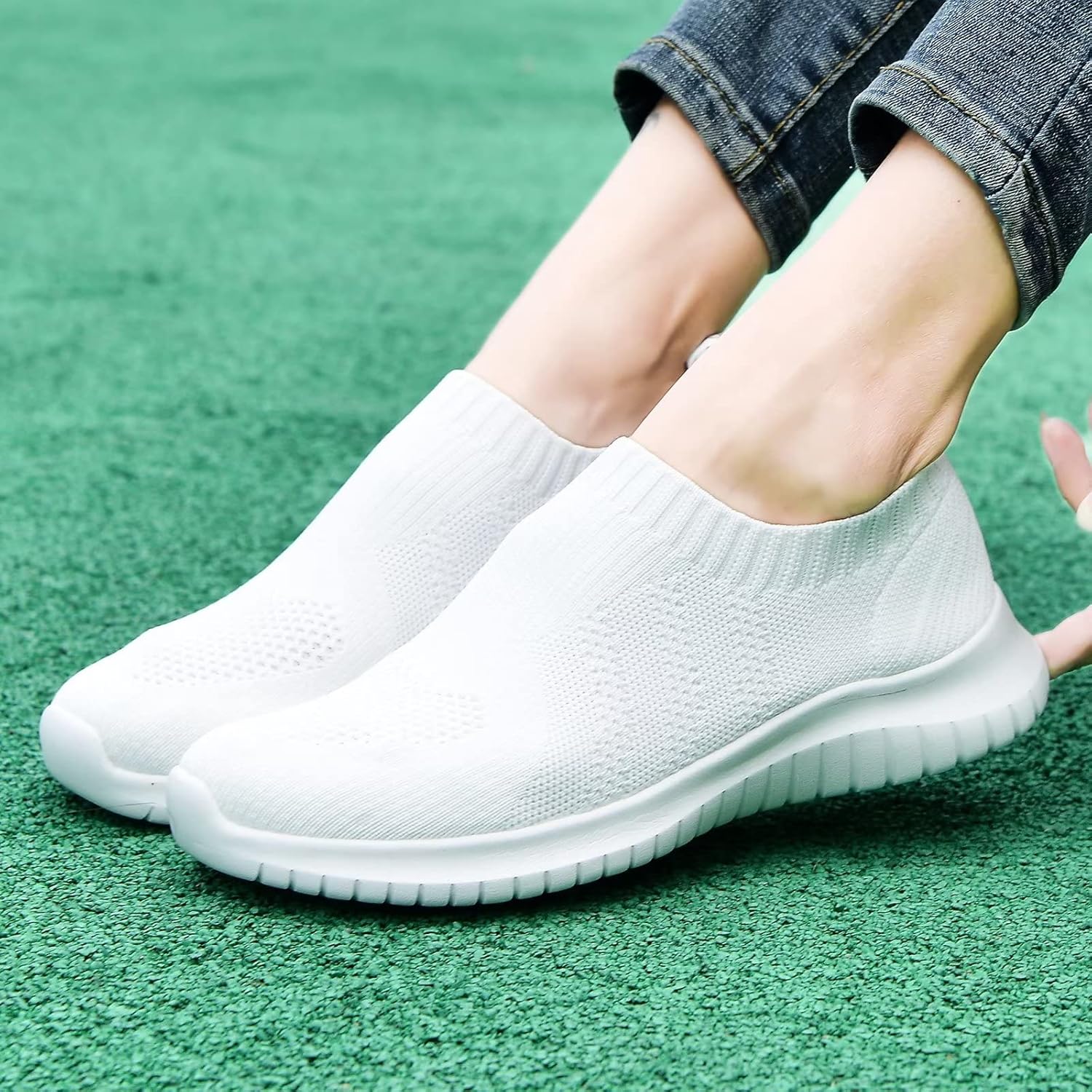 TIOSEBON Women's Walking Sock Shoes Elastic Knit Lightweight Slip on Breathable Yoga Sneakers - Image 5