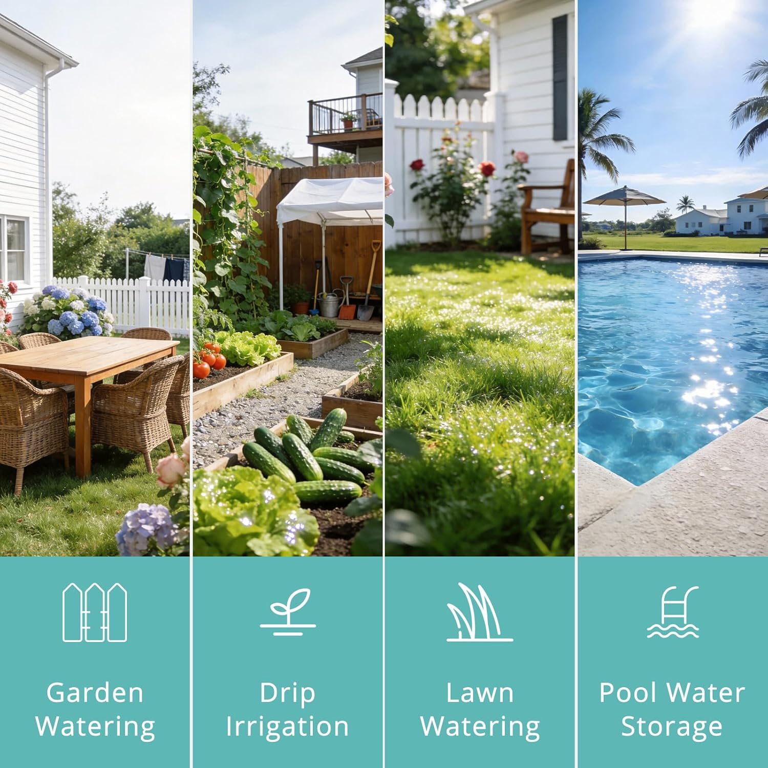 QUOBAS Sprinkler Timer for Garden Hose, Programmable Brass Digital Water Timer 4 Zone for Drip Irrigation, Pool, with Rain Delay/Auto/Manual, Waterproof Screen & Battery Powered