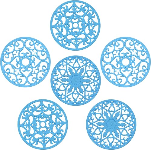 Salvamanteles para platos calientes, salvamanteles de silicona para cocina, salvamanteles de cocina azules para ollas y sartenes calientes,