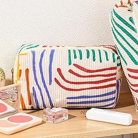 SOIDRAM Makeup Bag Preppy Cosmetic Bag Bulk Makeup Pouch Personalize Travel Toiletry Bag Organizer Cute DIY Makeup Brushes Storage Bag for Women