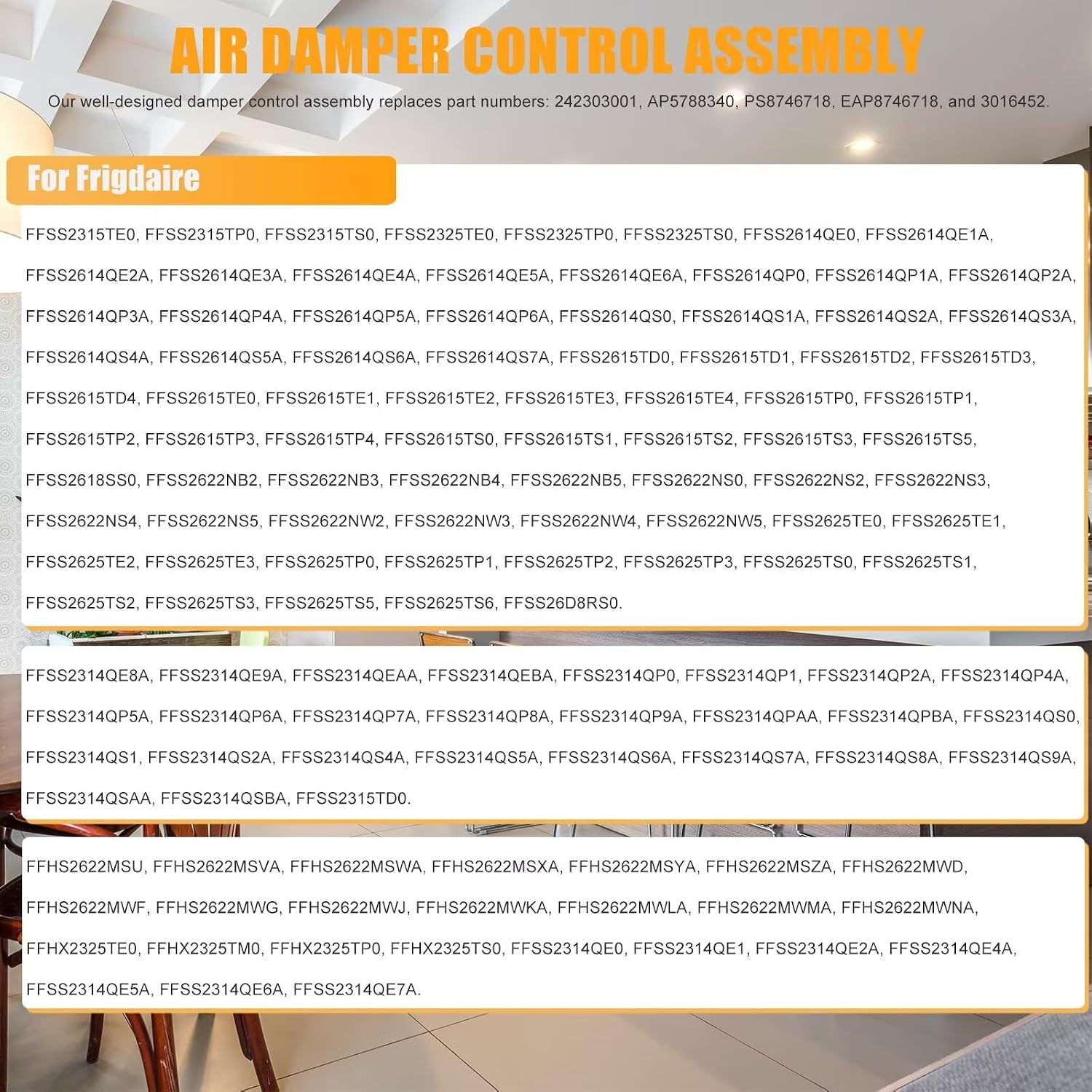 New 242303001 AP5788340 Refrigerator Damper Air Damper Control for Frigidaire FFHS2622MSU FFHS2622MSVA FFHS2622MSWA FFHS2622MSXA FFHS2622MSYA FFHS2622MSZA FFHS2622MWD FFHS2622MWF FFHS2622MWG