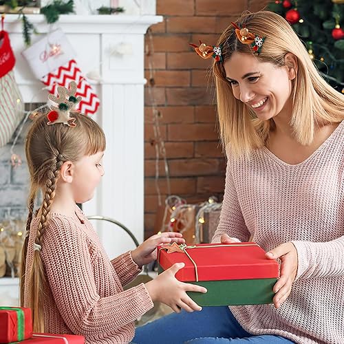 Miniatura 6 de Pinzas para el cabello de Navidad, 4 piezas de accesorios para el cabello de Navidad, lindos cuernos de reno, diadema para orejas, accesorio para el