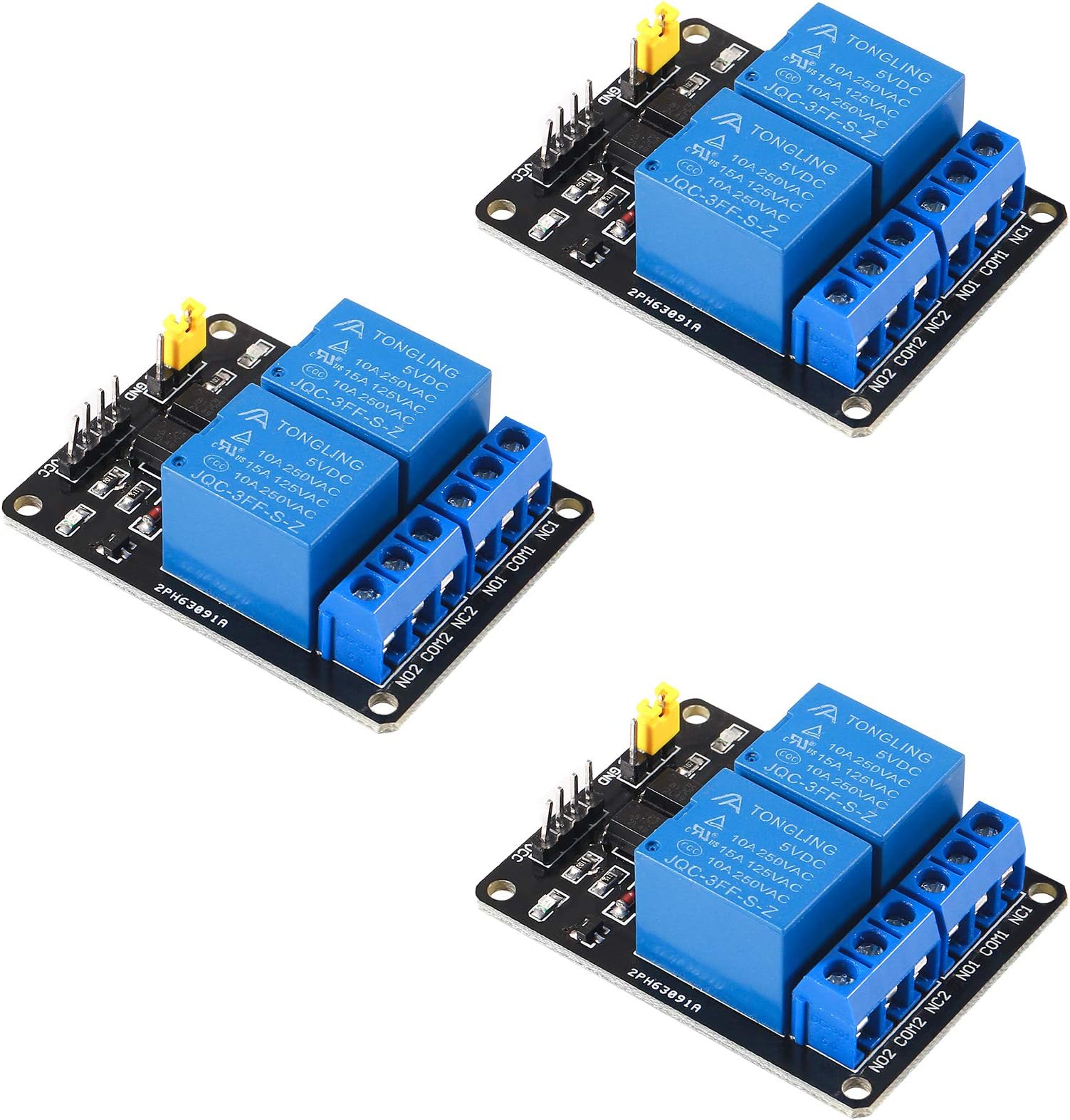 Dealikee 3 Pack 2 Channel DC 5V Relay Module with Optocoupler Low Level Trigger Expansion Board for Arduino DSP ARM PIC AVR STM32