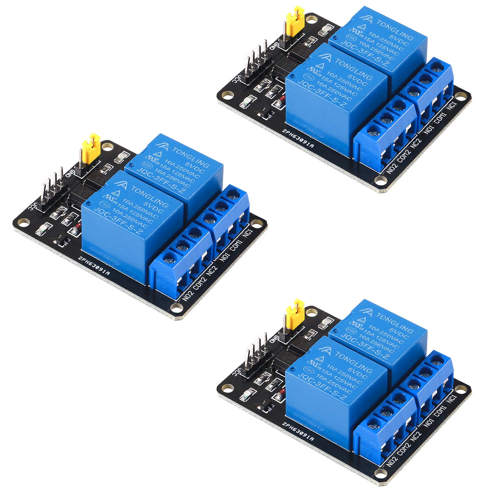 Dealikee 3 Pack 2 Channel DC 5V Relay Module with Optocoupler Low Level Trigger Expansion Board for Arduino DSP ARM PIC AVR STM32