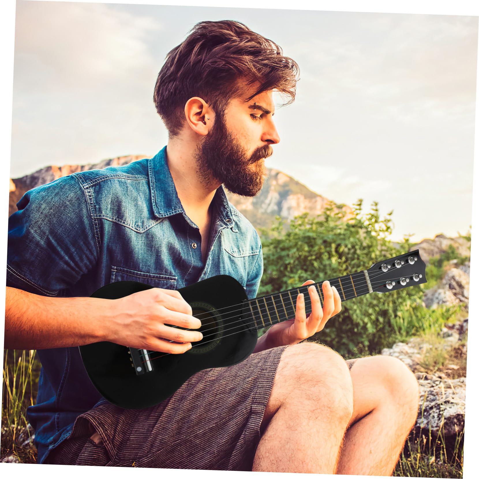 Mikinona Guitarra de Juguete para Juguete Musical de Madera Guitarra Acústica para Principiantes para Educación Temprana para Pequeños