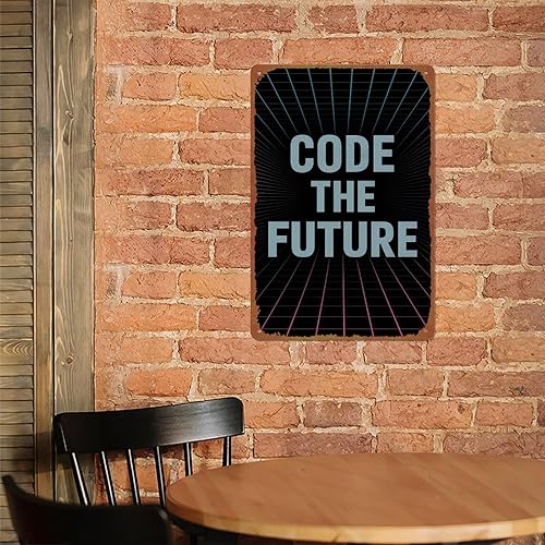 Miniatura 6 de Code The Future Sign With Retro Wave Lines Gradient Colors Synthwave Aesthetic Aluminum Metal Sign Posters 8x12 Inch For Living Room Bedroom