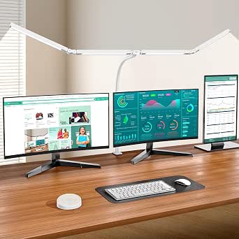 Pzloz LED Desk Lamp with Clamp, 24W Dimmable Architect Desk Light with Remote Control