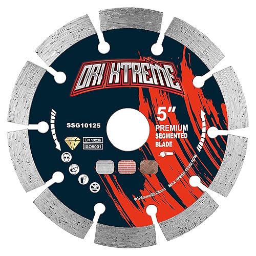 Vista 124 de Hoja de sierra de diamante de 10 pulgadas, 5 piezas, hoja segmentada de uso general para hormigón de corte seco/húmedo, mampostería, ladrillo