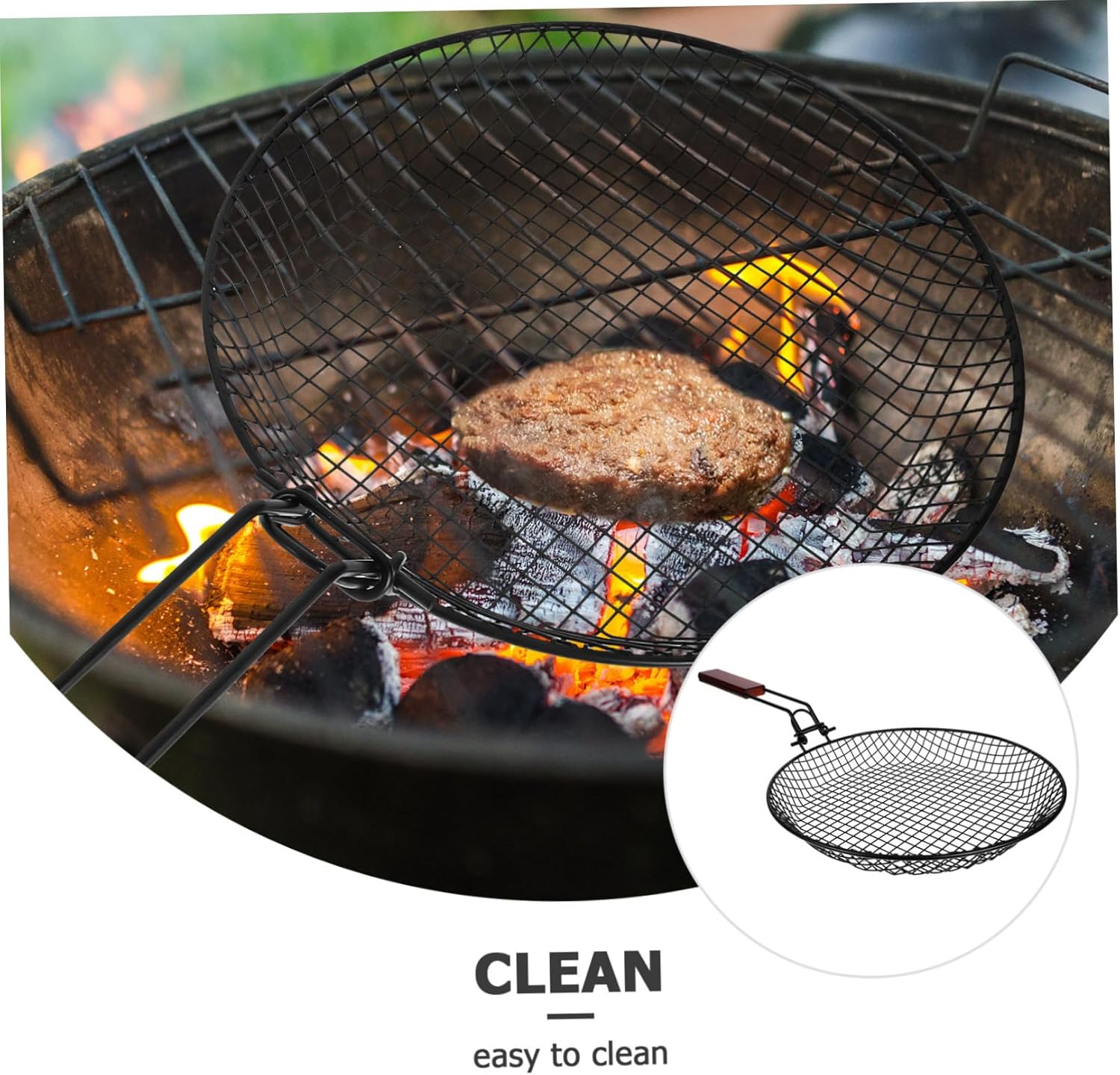 Amosfun Multi Function Grilling Basket Bbq Accessory for Outdoor Cooking for Vegetables and Meats Camping Cookware and Grilling Men