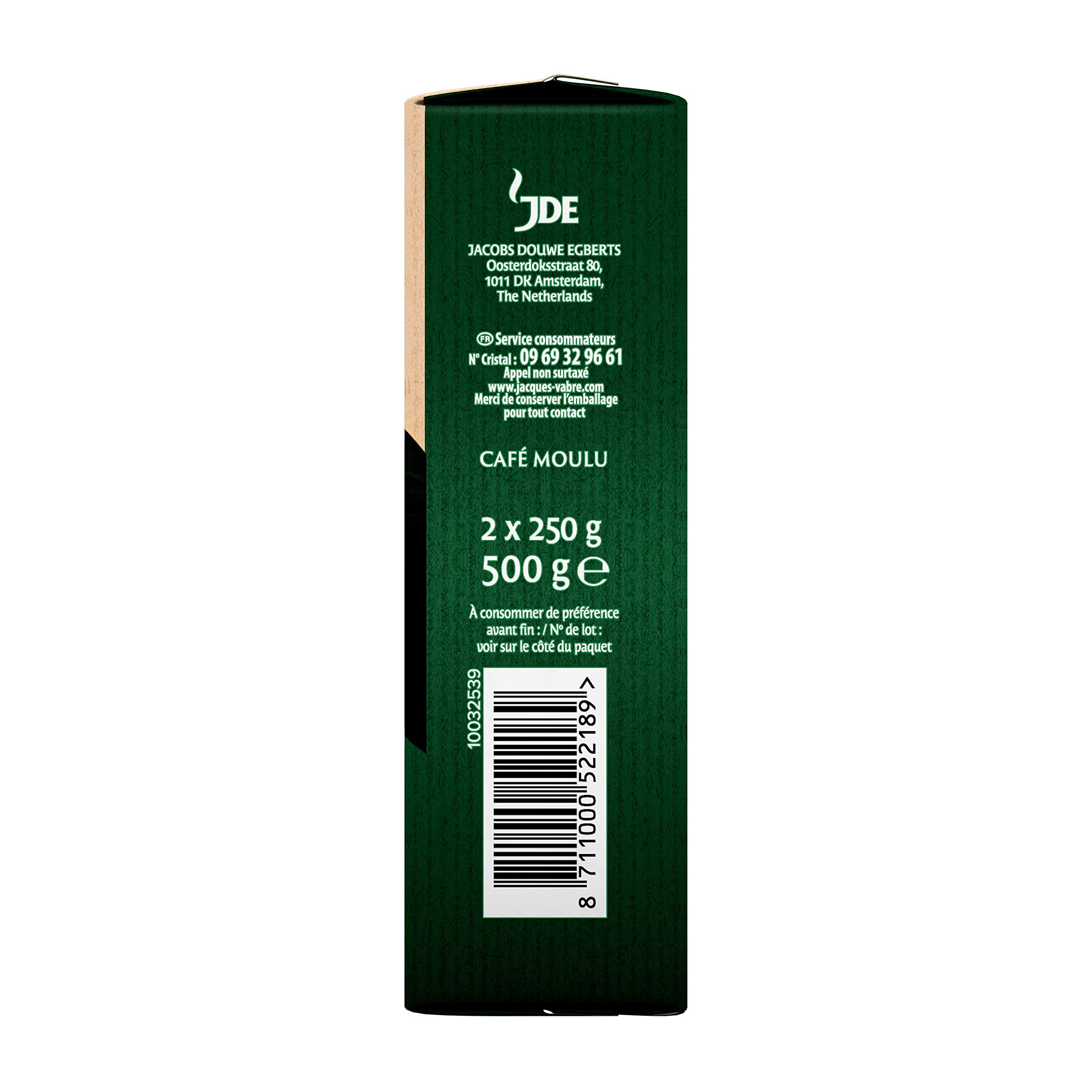 Jacques Vabre Café moulu Nectar 3Kg (lot de 6 x 2x250G) | Notes riches et fruitées