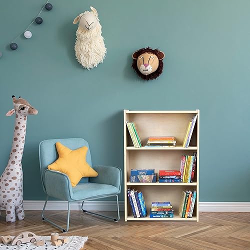 Miniatura 2 de Estantería de tres estantes para niños, 41.5 pulgadas de alto x 24 pulgadas de ancho x 11.5 pulgadas de profundidad, estantes resistentes de madera