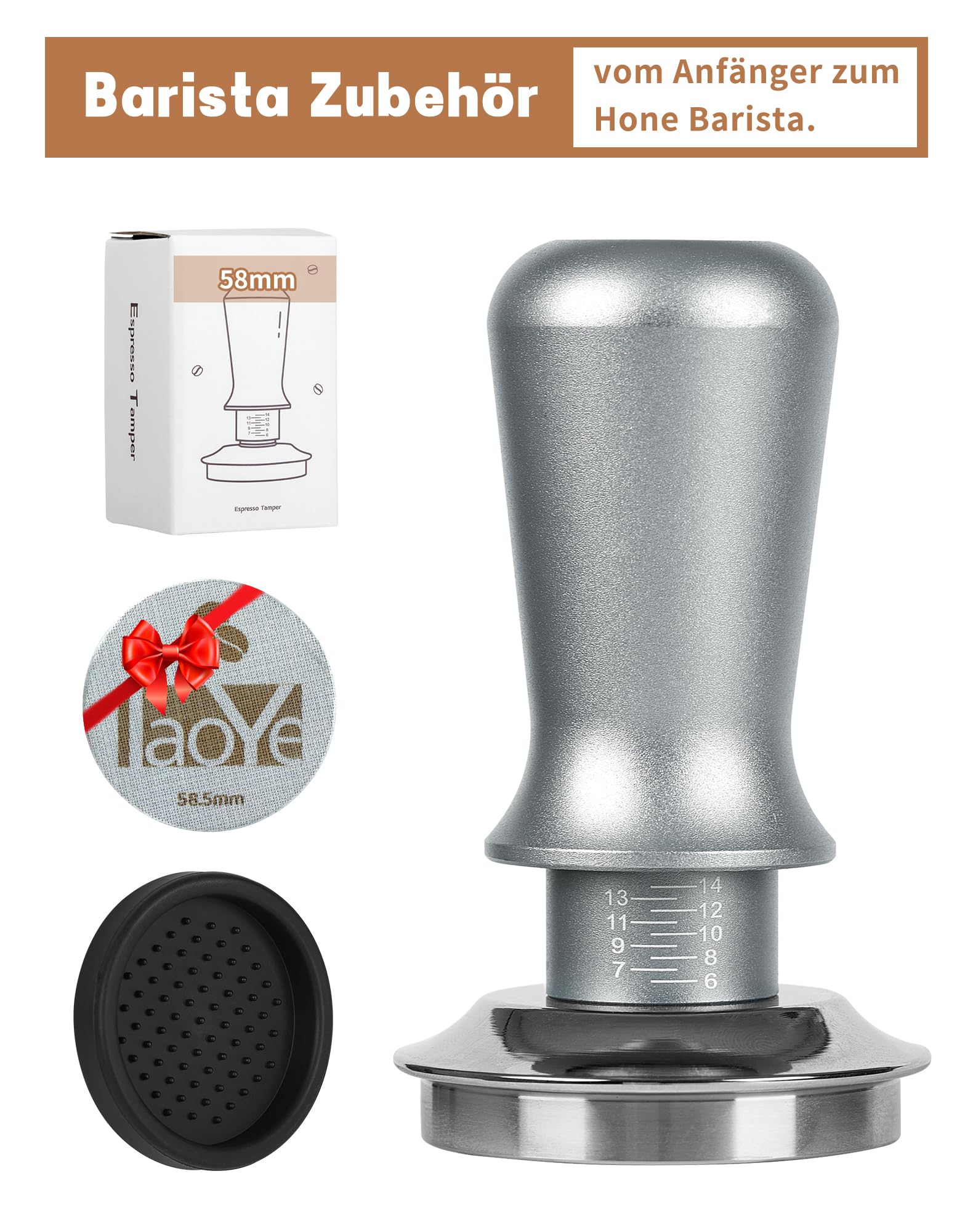 Coyooco Tamper, Pressure Regulator, 58.5 mm, Barista Accessories, Stamp Coyooco Tamper, Pressure Regulator, 58.5 mm, Barista Accessories, Stamp