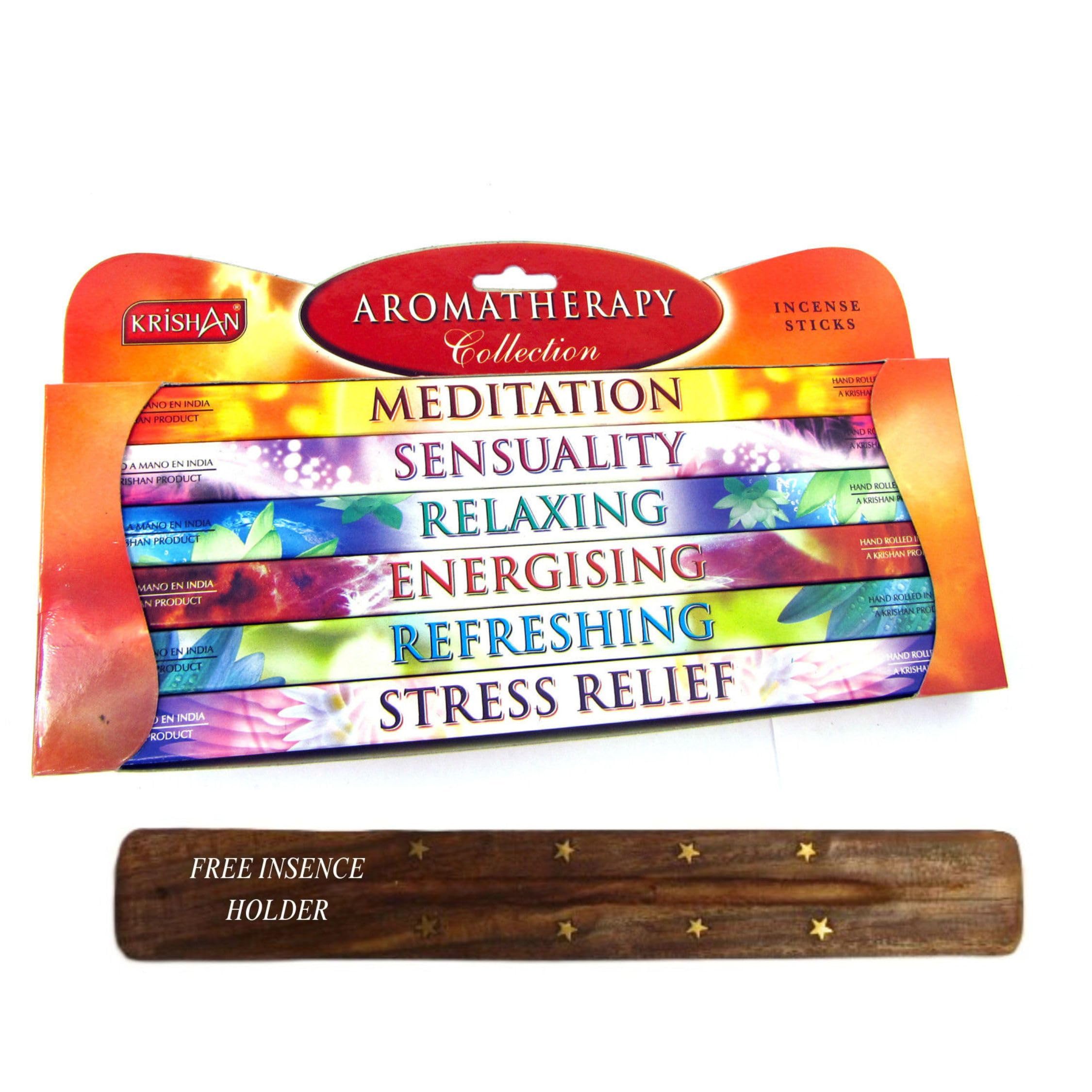 Fenny's Creations Mixed Krishan Incense Floral Fragrance Sticks Gift Pack 6 Flavoured Aroma Collection, Positive Vibes Incense Sticks [Free Wooden Ash Catcher] (Aromatherapy)