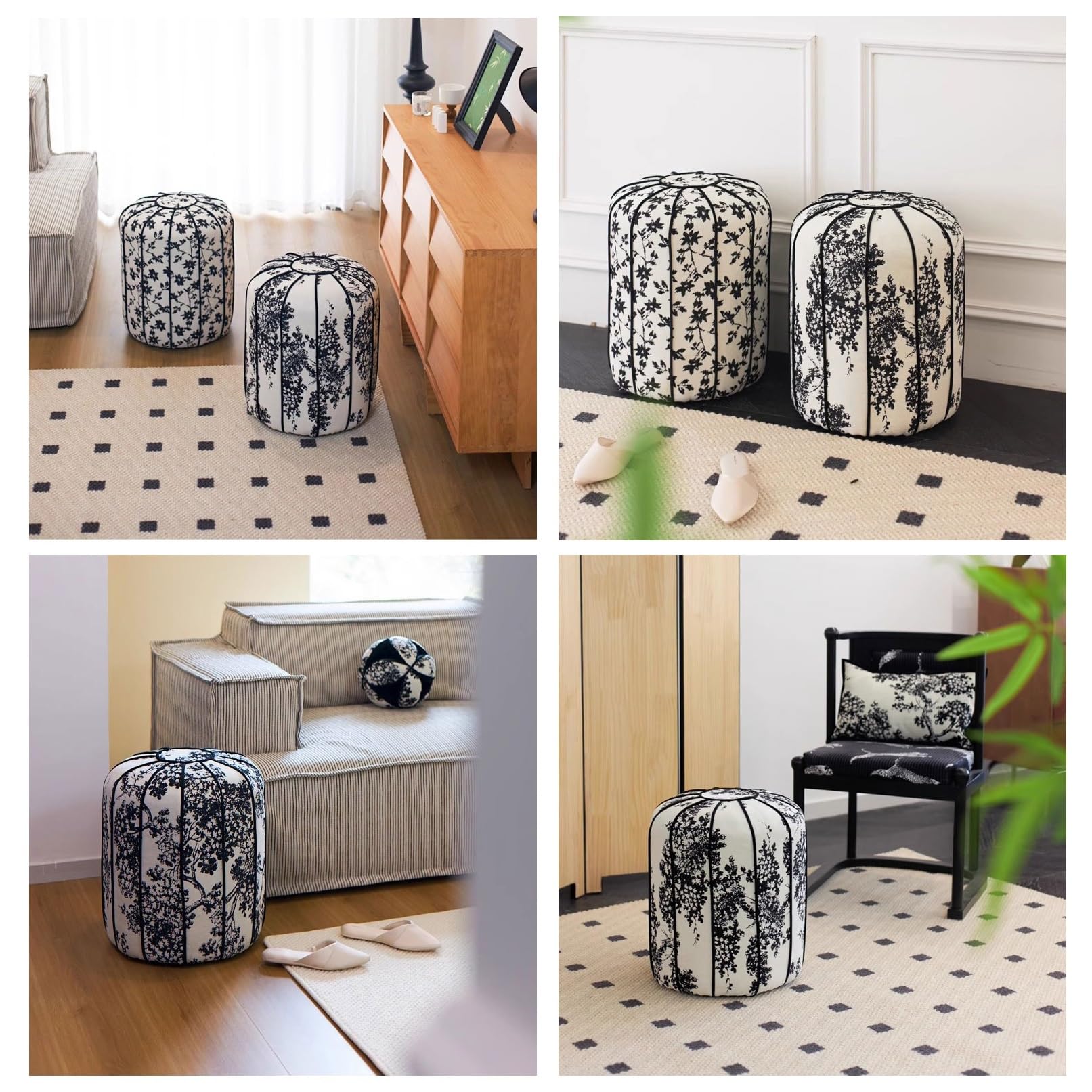 Maquillage Vanity Tabouret Table Basse Canapé Chaise Repose-Pieds Siège Rembourré Banc à Chaussures Pouf Ottoman for Salon Entrée Chambre Lit Salon(Wit)