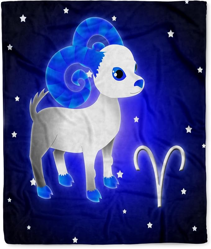 3dRose Cute Astrology Aries Zodiac Sign Ram Silktouch Minky Blanket