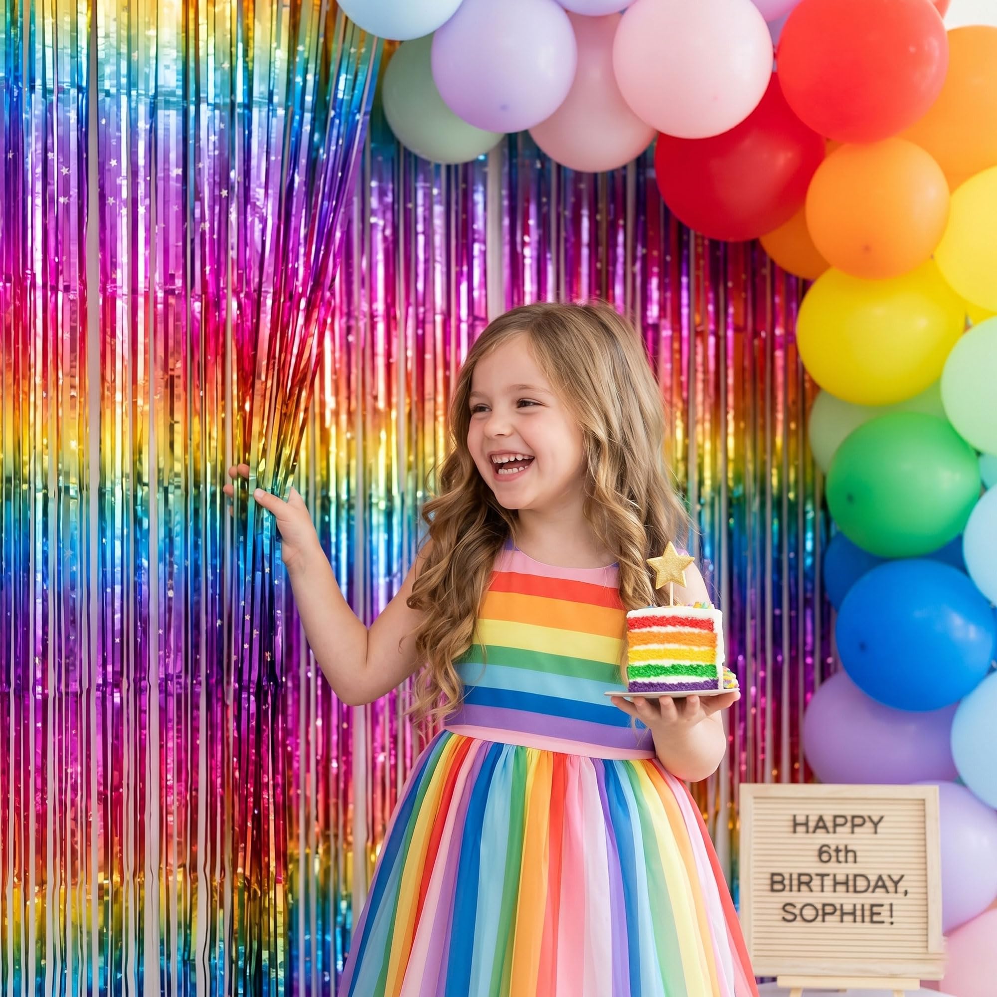 Paquete de 4 cortinas de flecos de papel de aluminio arcoíris brillante, telón de fondo metálico para cabina de fotos, accesorios para cumpleaños, despedida de soltera, día del orgullo gay,