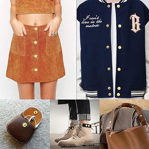 Miniatura 3 de Kit de 140 juegos de cierres a presión de cuero botones de metal de 0492in con 4 herramientas de ajuste para ropa manualidades chaquetas jeans