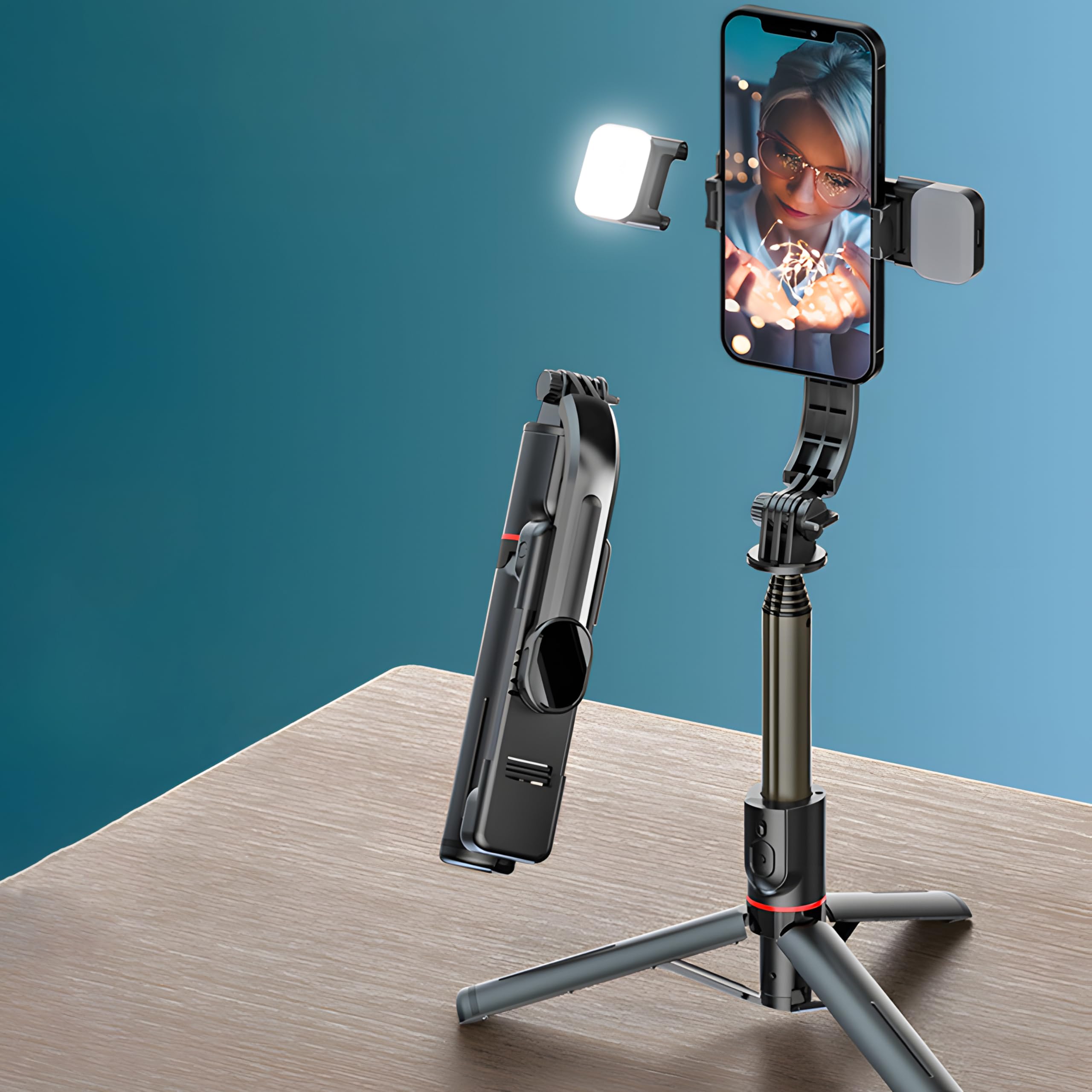 Retoo Selfie Stick 110,5 cm, statyw do telefonu, opcja Bluetooth rozszerzalny lampa 3 w 1 do telefon komórkowy drążek teleskopowy, statyw podróżny do selfie/wideo