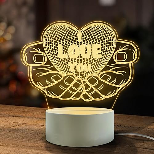 Regalos románticos para novia, lámpara de noche de ilusión 3D, regalo de cumpleaños, aniversario, día de San Valentín para ella de novios, regalos