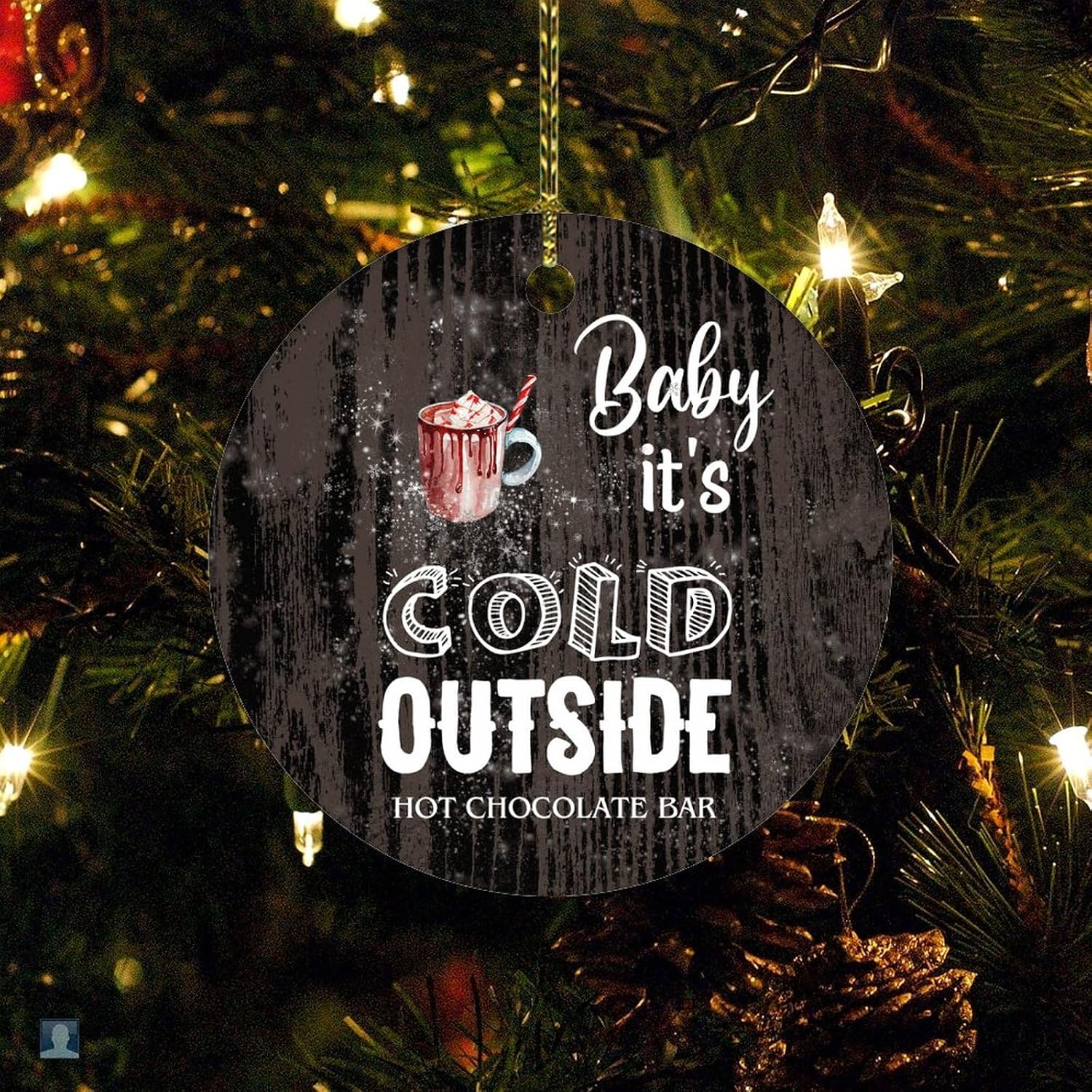 Baby It's Cold Outside Xmas Hot Chocolate Christmas Ornament Hot Chocolate Station Xmas Gift Christmas Decoration Keepsake Ornament 2023 Xmas Trees Decorations Keepsake Gifts image 4