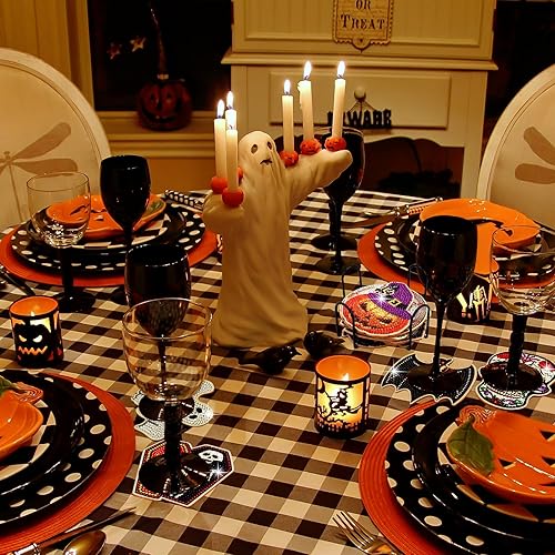 Miniatura 3 de BSRESIN 8 posavasos de diamantes para Halloween, manualidades con calavera para adultos, posavasos y accesorios de arte de diamantes