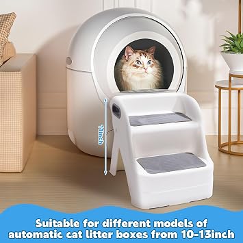 BALAPET Cat Ramp for Litter Box Litter Box Ramp Custom Fit for Automatic Cat Litter Box,with Non-Slip Rubber Feet, Cat Steps Suitable for Small & Elderly Cats