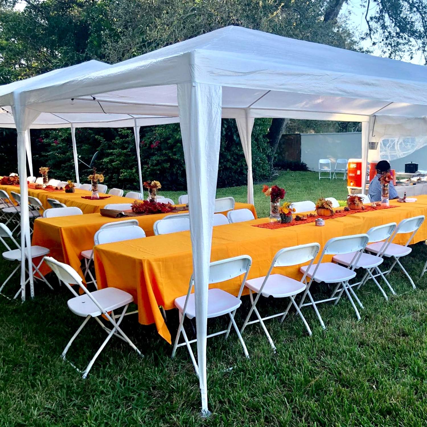 HCY Party Tent 10'x30' Gazebo Canopy Heavy Duty Outdoor Tent Waterproof UV Protection Pavilion with 8 Removable Sidewalls for Wedding, Camping Shelter (White)