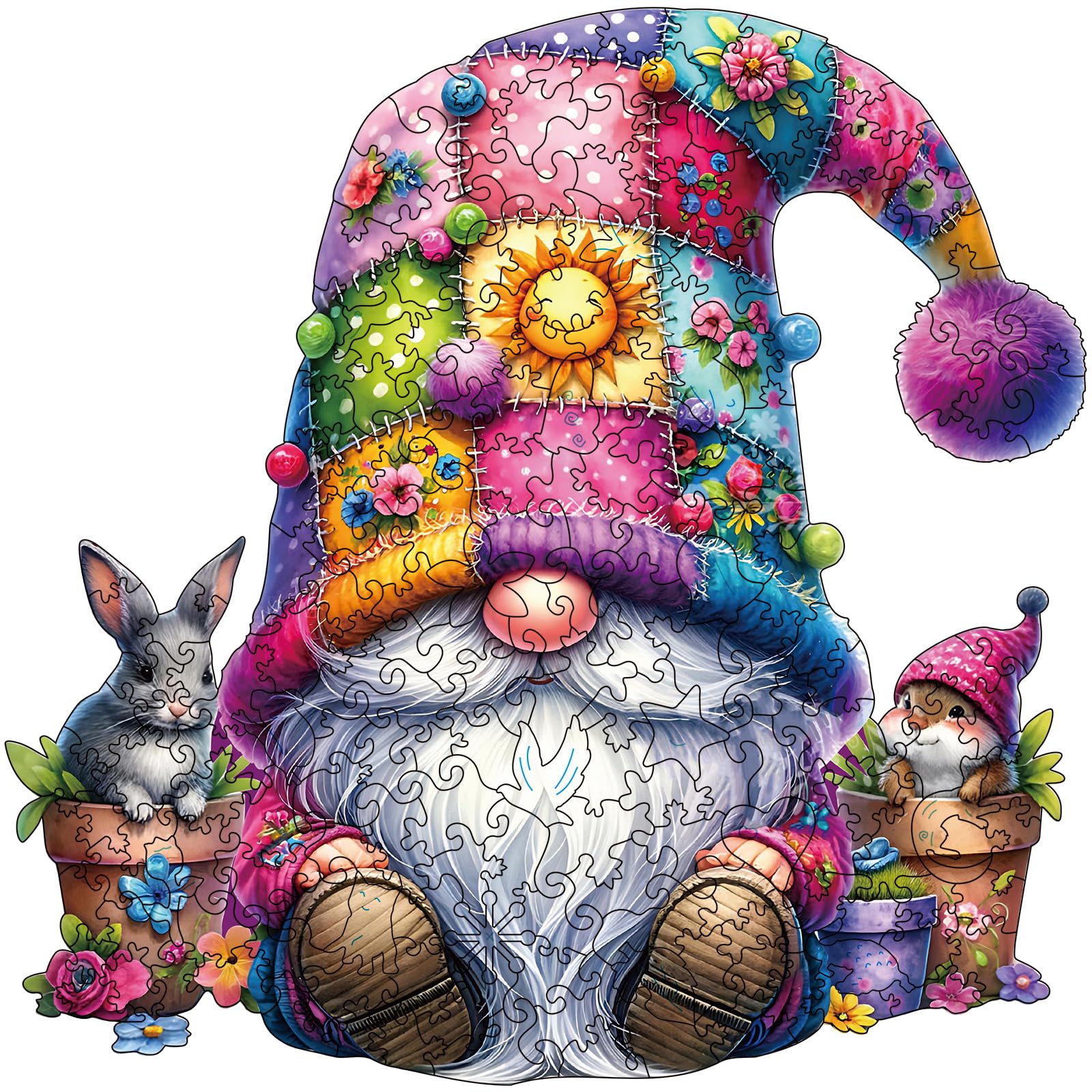 Wooden Puzzles for Adults, 200 Pieces Gnome Wooden Jigsaw Puzzles with Unique Shape, 9.8"x10.3" Wooden Puzzles for Gift Decor Family Game 200 Pcs Gnome-4 200 pcs