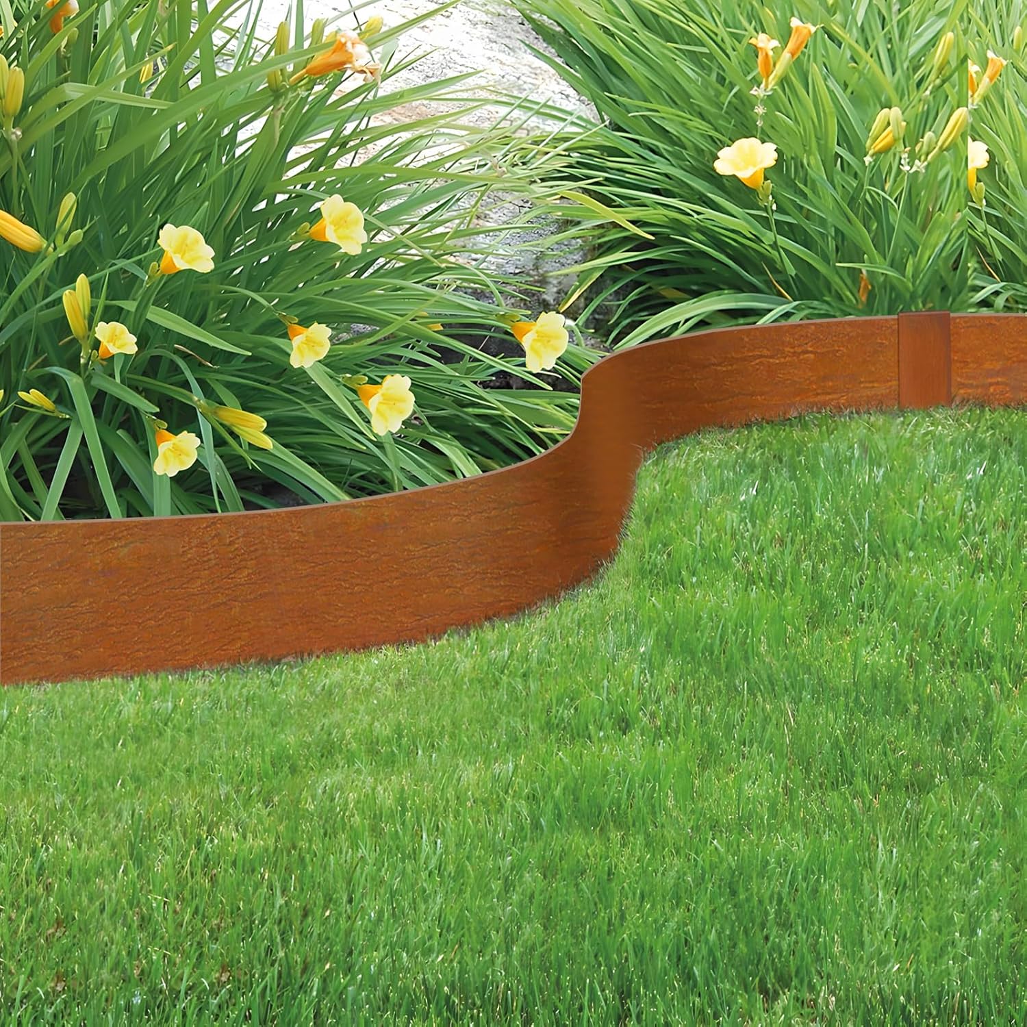8" Corten Steel Landscape Edging, 6 Pack Metal Edging for Landscaping with 7 Stakes, Hammer-in Metal Garden Edging for Lawn, Yard & Pathway Border Rust 8 Inch