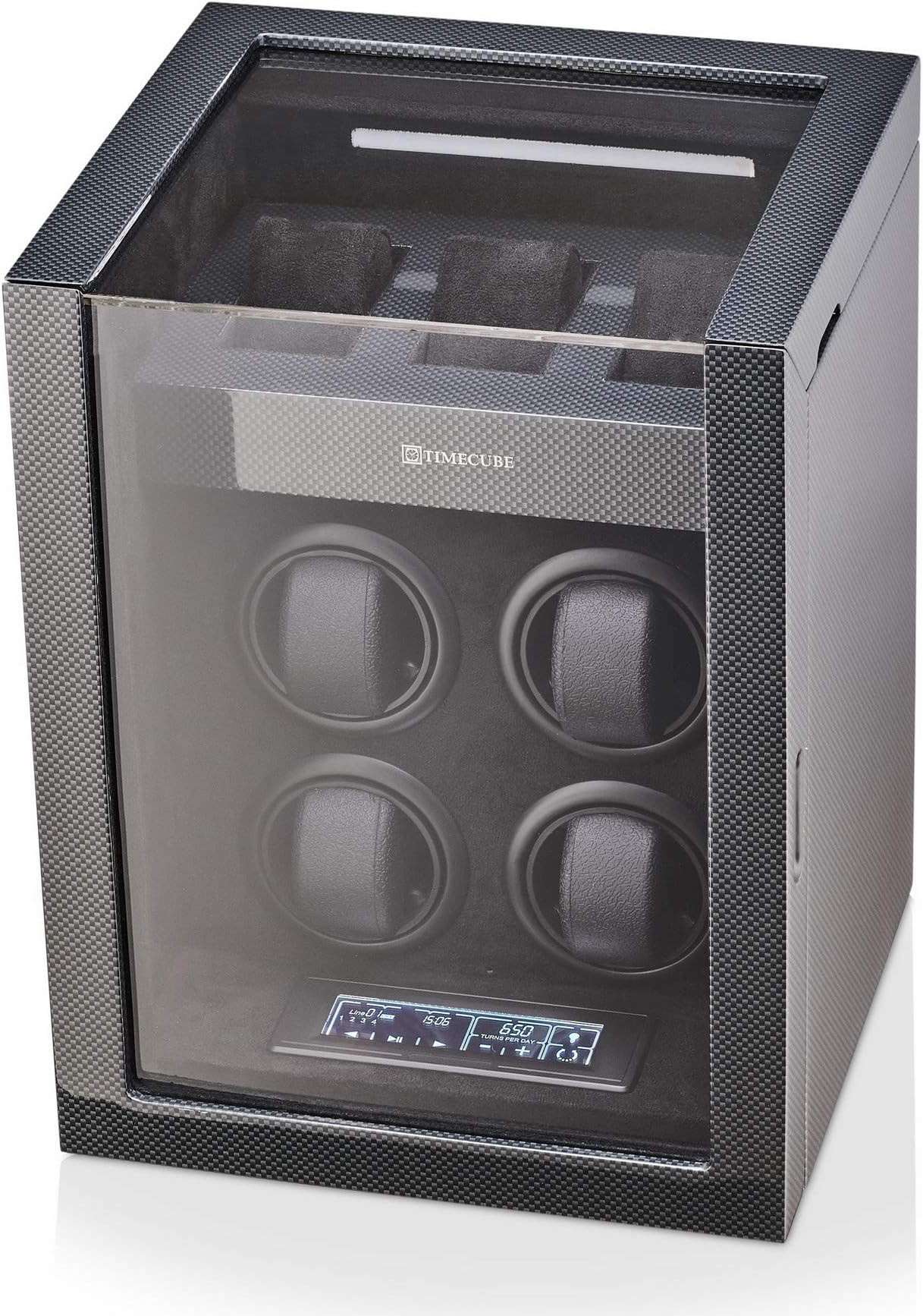Watch Winder for 4 Watches with 15 Winding Programs and 3 Watch Storage Slots