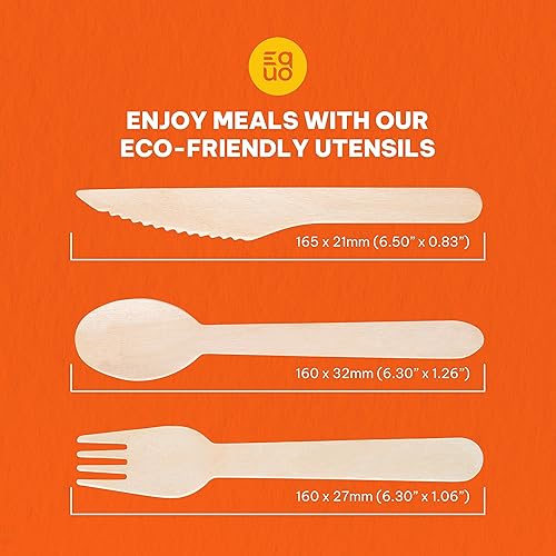 Miniatura 3 de EQUO Cucharas desechables de madera (paquete de 15)  Sin plástico, compostables en el hogar, utensilios seguros para el calor, para fiestas,