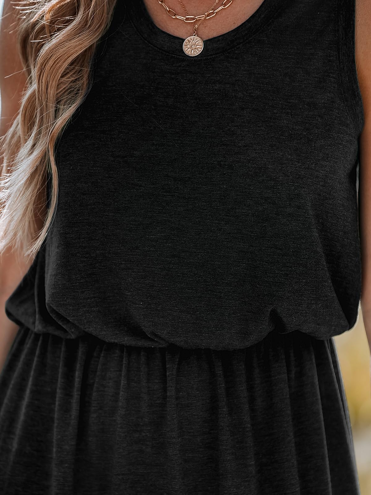 CUPSHE Abito da donna in maglia stretta in vita con spacco laterale orlo asimmetrico abiti senza maniche girocollo maxi abito