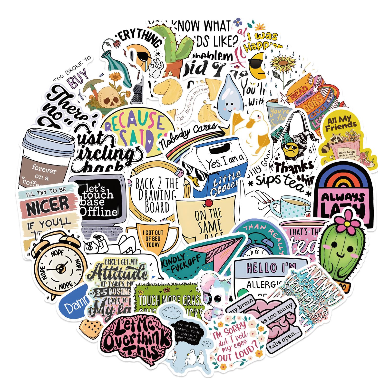 100 PCS Funny Sarcastic Stickers, Funny Stickers for Adults, Waterproof Vinyl Graffiti Snarky Decals, No Residue, Holographic Snarky Meme Sticker for Car,Laptop,Skateboard,Bicycle,Moped,Bicycle