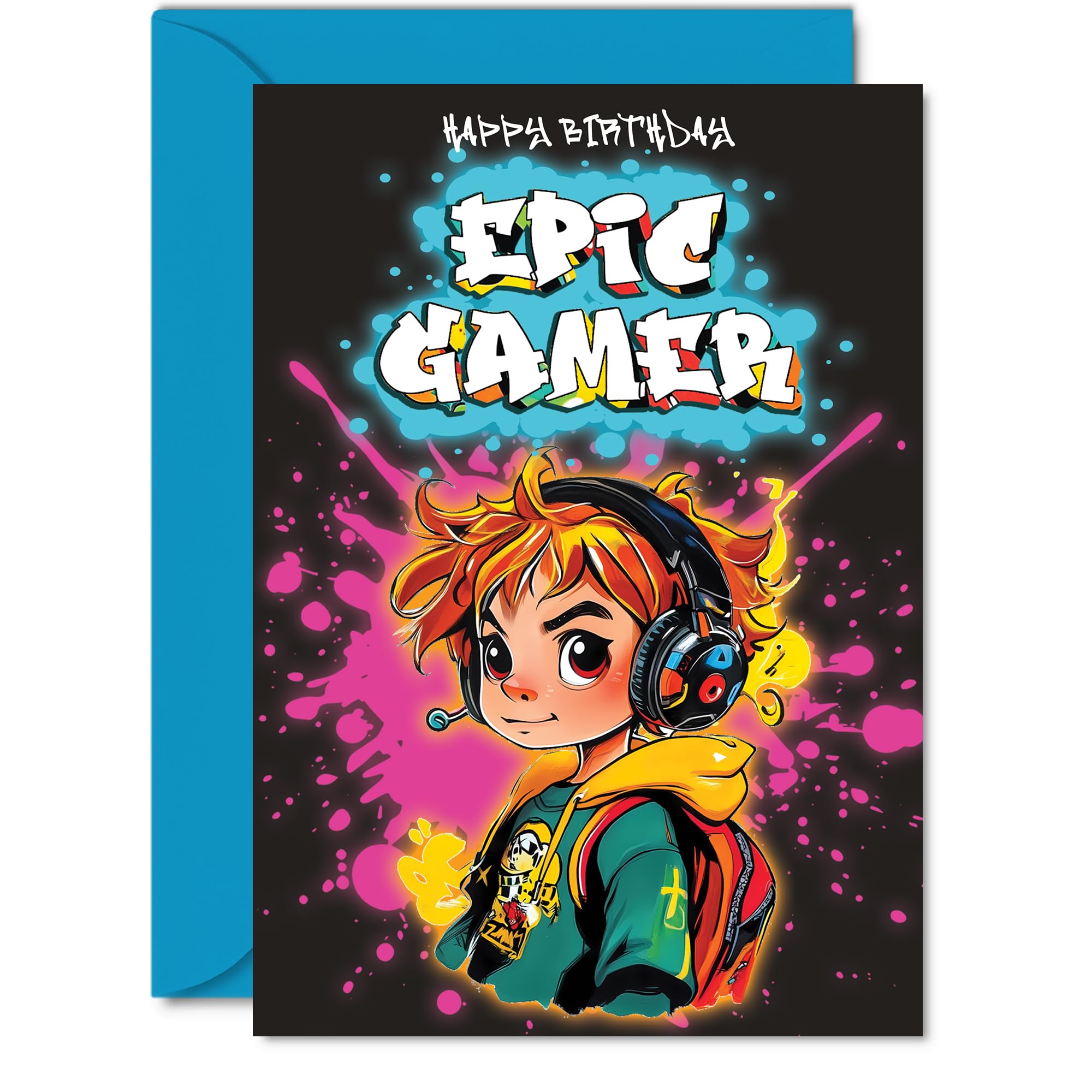 Birthday Card boys - Epic Gamer boy - Happy Birthday Card for boy Kids, A5 Bday Video Game Gaming Greeting Cards