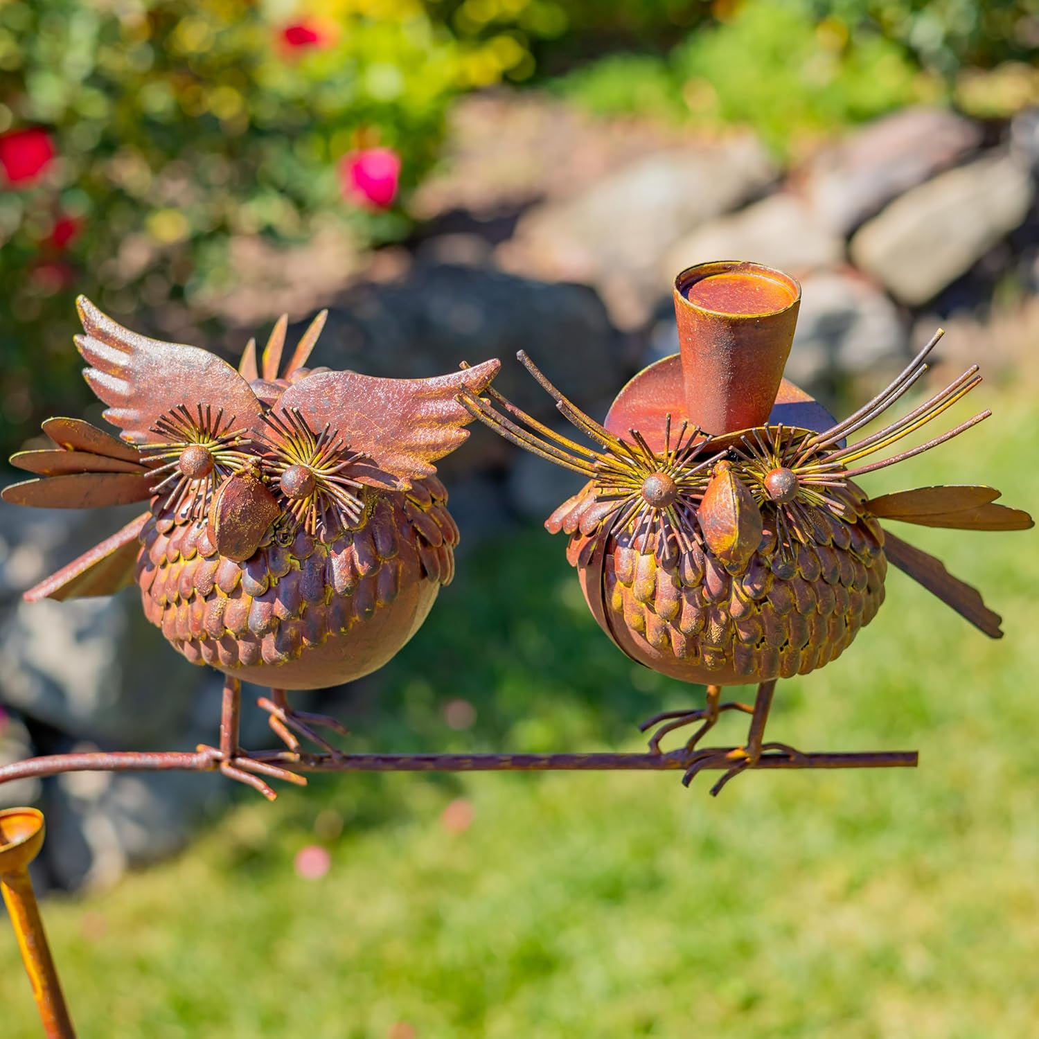 Zaer Ltd. Metal Balance Stakes with Feathered Style Metal Birds (Andrew & John)
