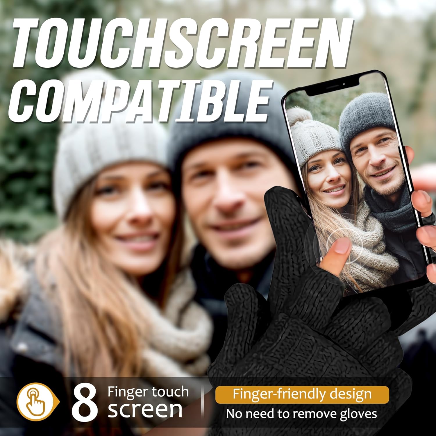 Winter Thermal Fingerless Gloves Mittens, Knitted Convertible Mittens Flap, Warm Gloves for Women and Men - Image 5