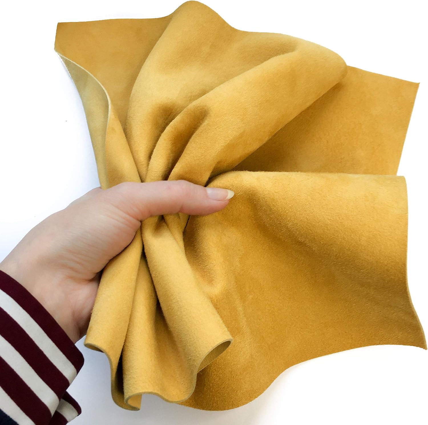 Genuine Yellow Suede Hide: Real Leather Sheet for Crafts Tanned Leather Suede Fabric (Mineral Yellow, 12x12In/ 30x30cm)