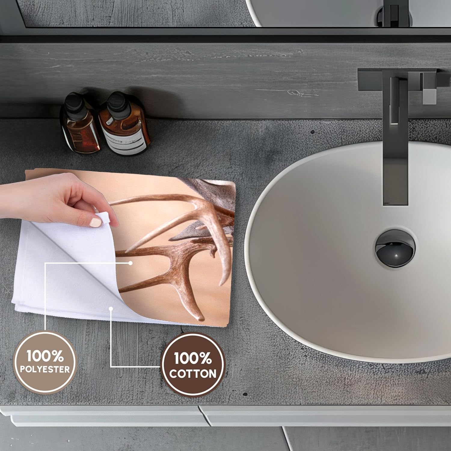 3dRose A Male Whitetail Deer grazes in a Meadow of Dry Grass in the Fall 22x30 Bath Hand Pool Towel