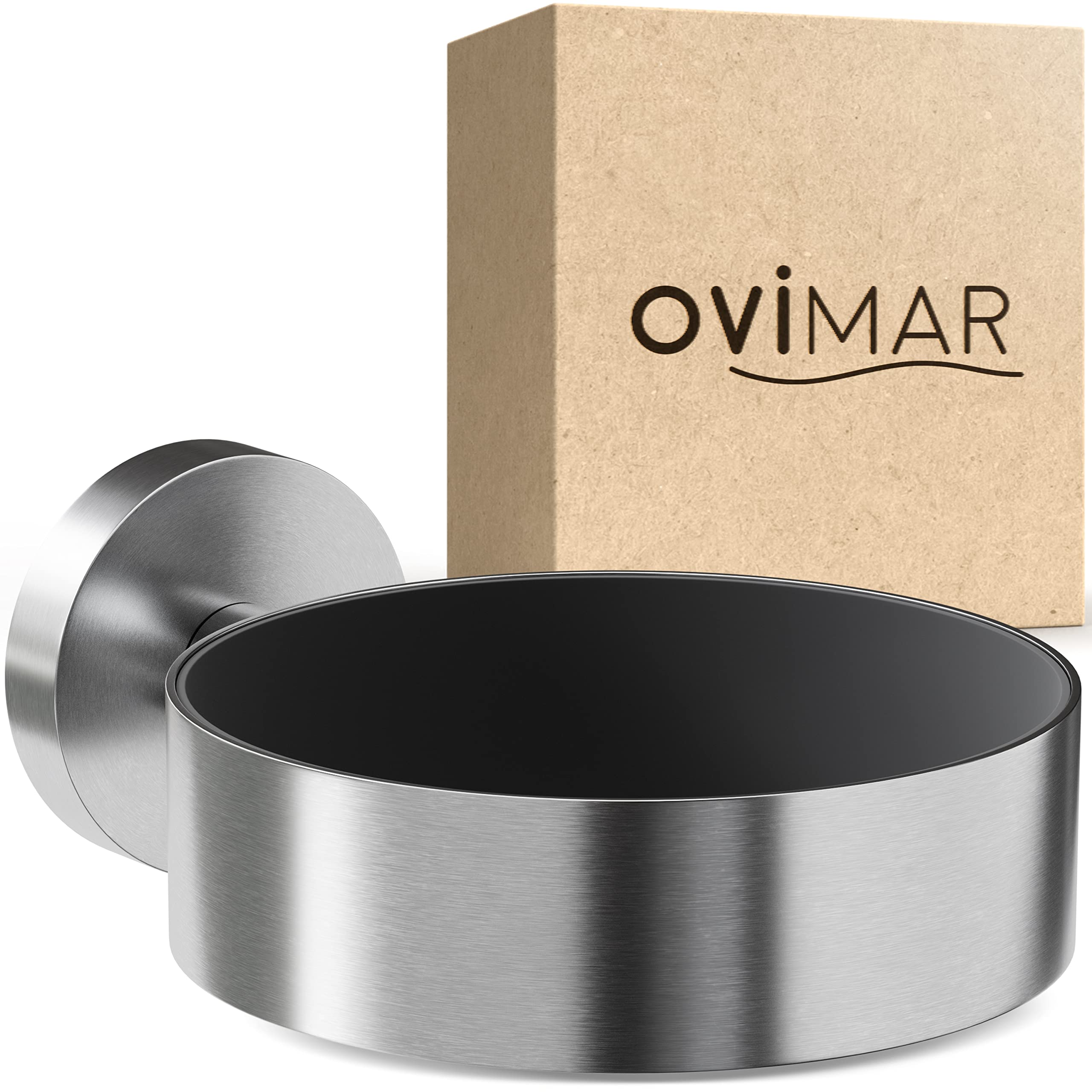 ovimar Porta asciugacapelli Ronne | Acciaio Inox | Argento | con Fissaggio a Parete per Foratura | con Imbottitura per asciugacapelli | per Foratura | Porta asciugacapelli in Bagno