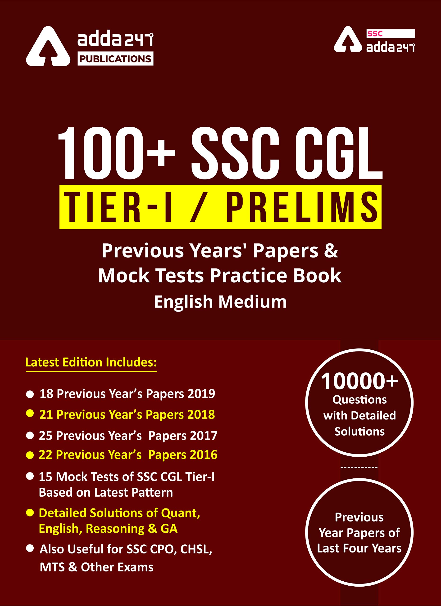 100 SSC CGL Books for Tier-I Previous Year Question Papers | English Medium Book Paperback – 1 January 2021