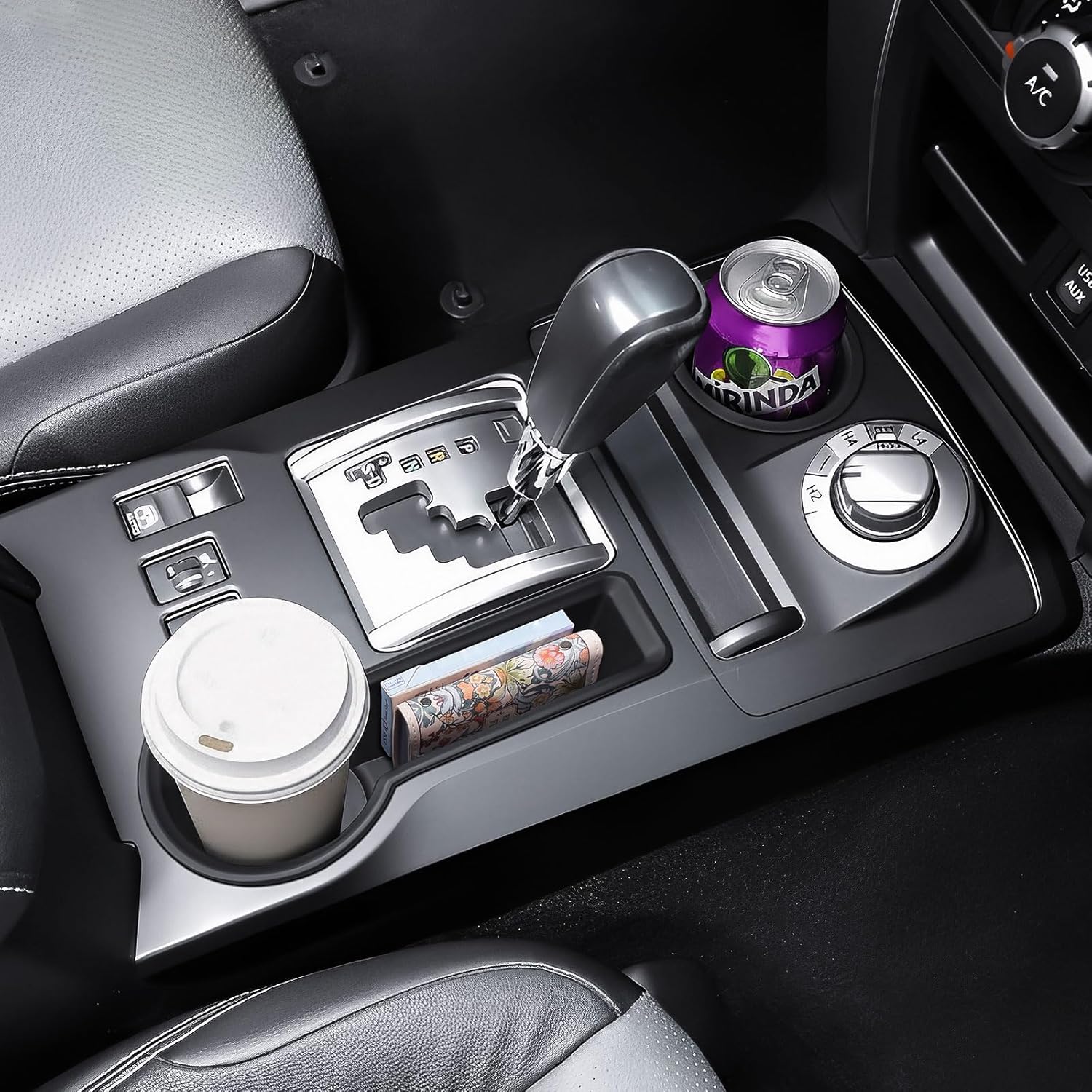 RUNROAD Center Console Organizer Compatible with 2014-2020 2021 2022 2023 2024 Toyota 4Runner Accessories, Cup Holder Insert for 4Runner Center Console Cupholder Coaster Liner Replacement Mat 2PCS