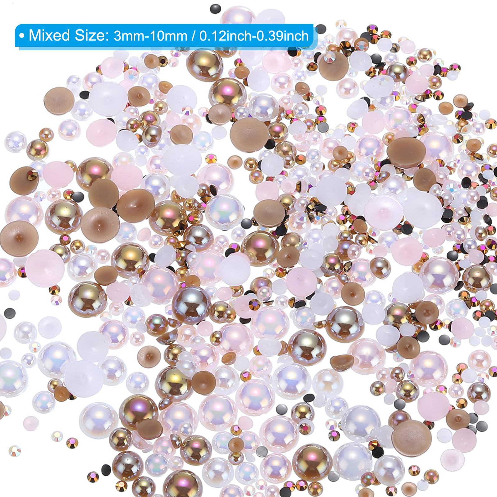 PATIKIL 30g Pearls and Rhinestones, 3-10mm Mix Flatback Rhinestones and Half Pearls Resin Rhinestone for Shoe… - Image 2