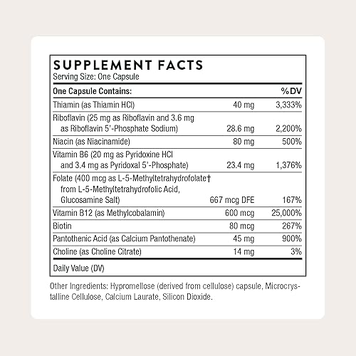 Miniatura 2 de THORNE - B-Complex #12 - Complejo de vitamina B con B12 activa y folato - 60 cápsulas