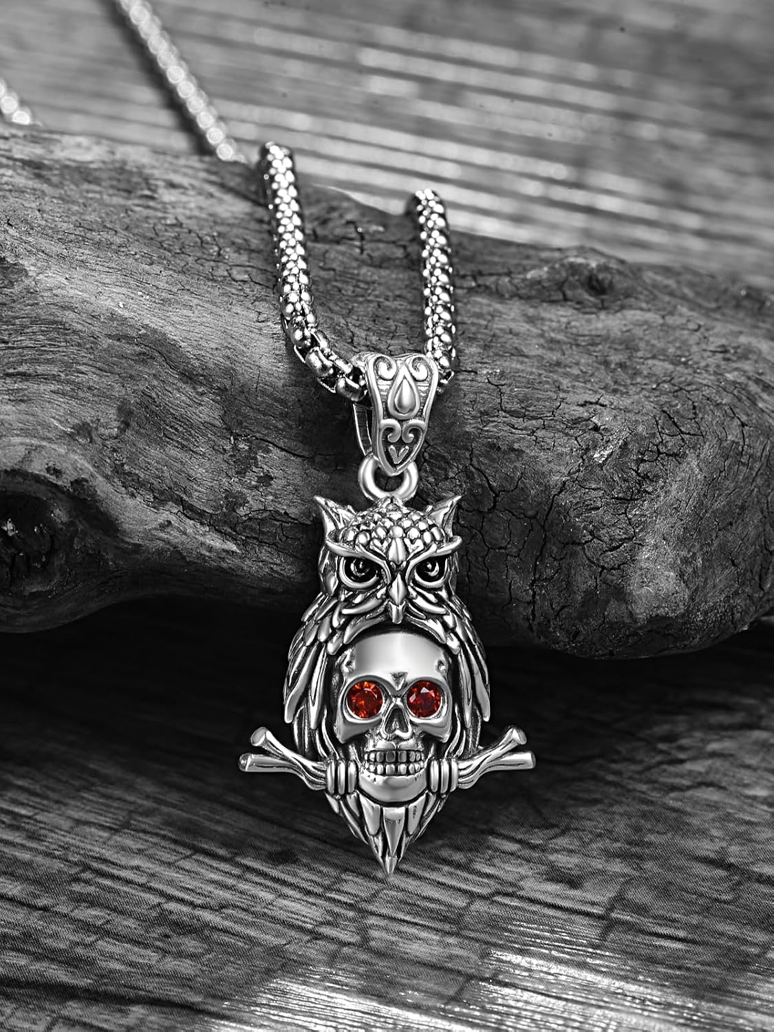 KINGWHYTE Moth/Butterfly/Owl Halloween Necklace 925 Sterling Silver Skull Necklace Death Head Moth/Butterfly/Owl Pendant Necklaces Hypoallergenic Gothic Necklaces Animal Halloween Jewelry Gifts for Women image 2