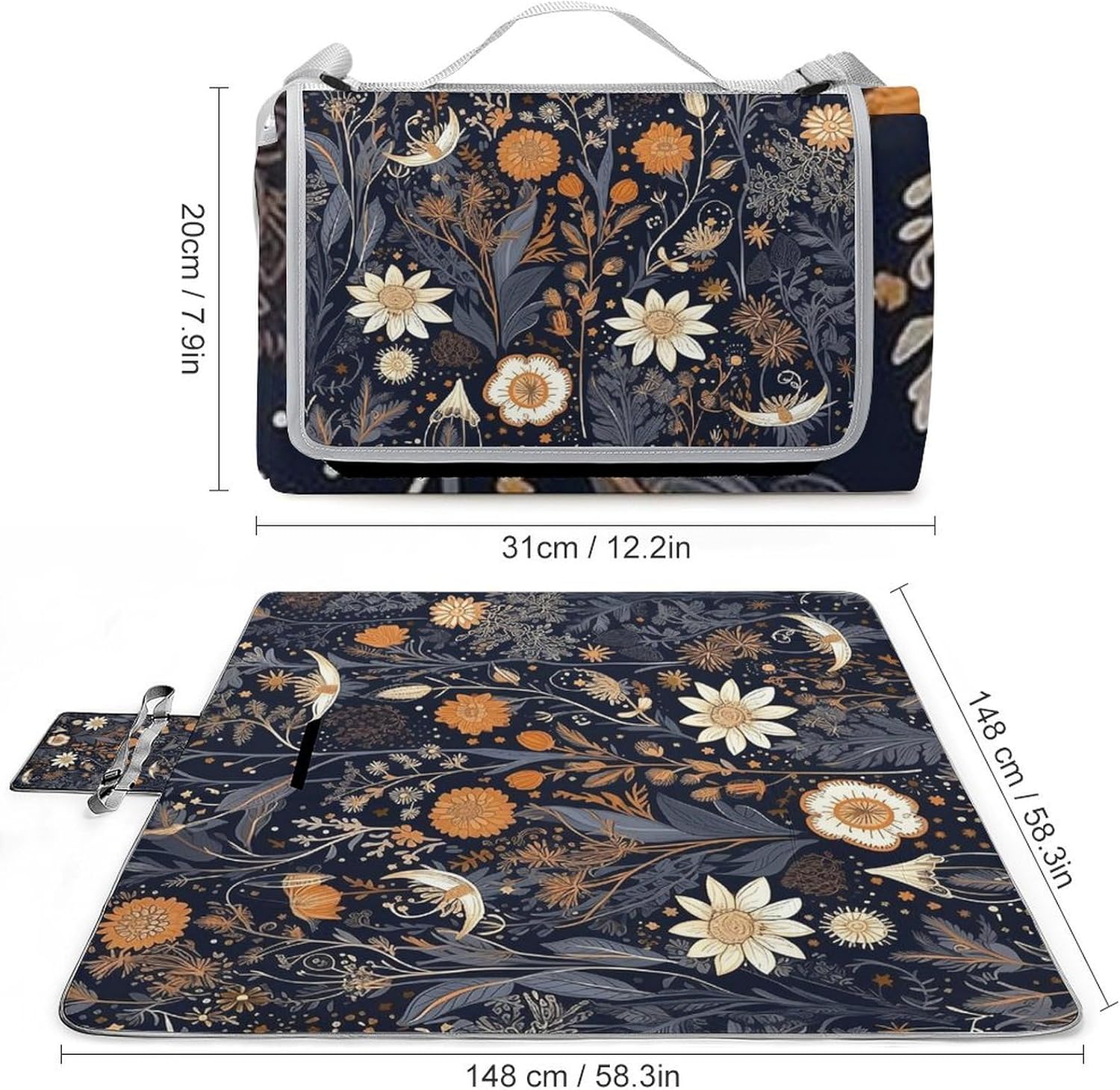 Picnic Mat Beach Blanket, Decorated with Stars Printed Picnic Blankets Waterproof Foldable Extra Large,Square Picnic Mat,for Hiking Travelling Outdoor Camping,Parks