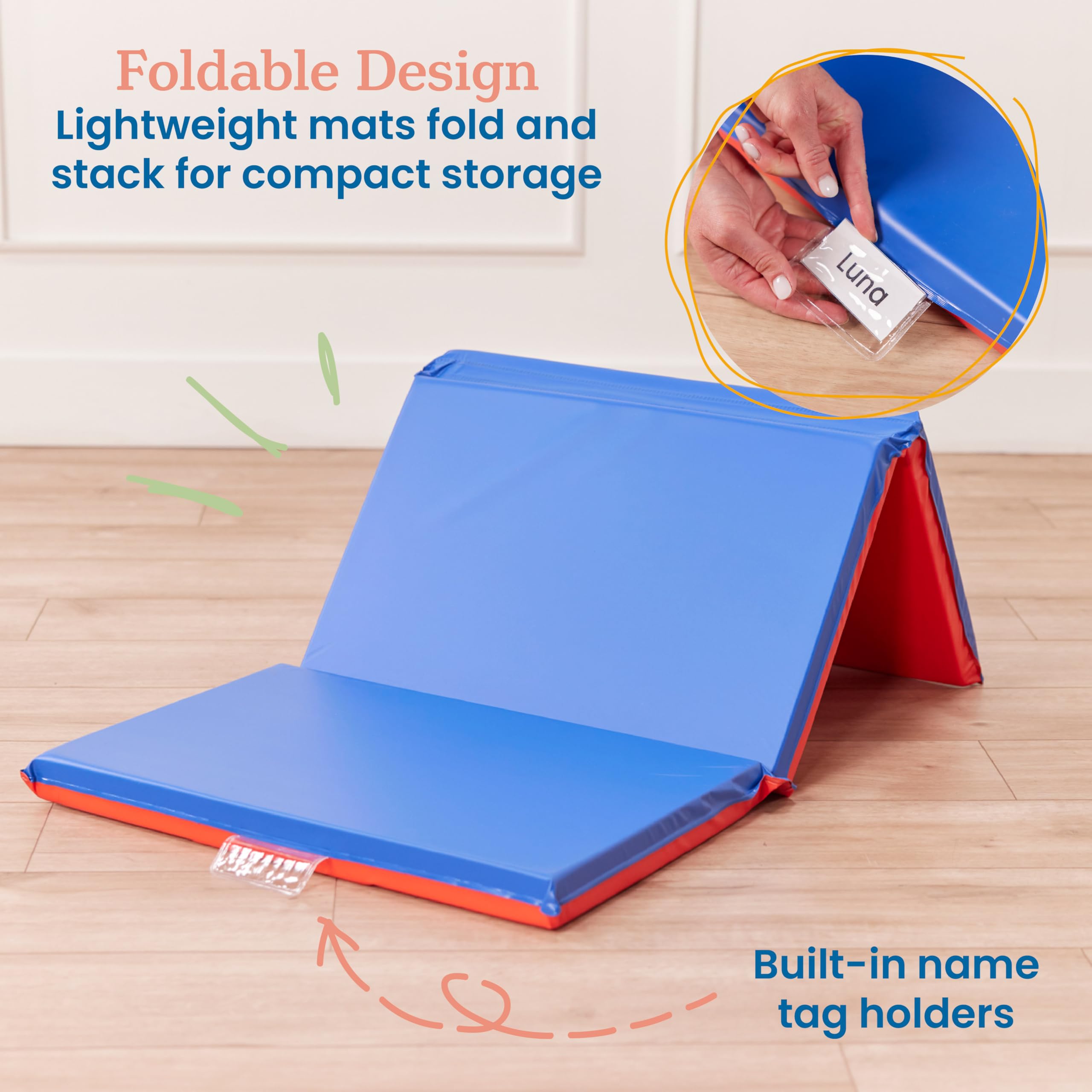 Ecr4kids Everyday Folding Rest Mat, 3 Secciones, 1 Pulgada, | Meses Sin